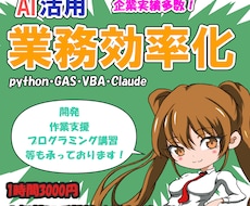 業務効率化・SW開発・ご相談お受けいたします python/GAS/VBA/Claude　開発　調査　支援