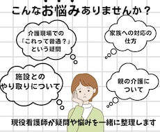 現役看護師が介護の悩みにお答えします 介護職やご家族の疑問や悩みを一緒に整理します