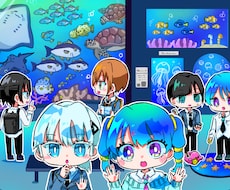 最大10人まで背景有りのミニキャラ一枚絵を描きます イメージ1