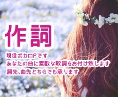 あなたの心に寄り添った歌詞を作ります 心を込めて想いの届く歌詞を書きます♪詞先、曲先どちらでもOK