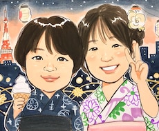 もらって嬉しい似顔絵！水彩［送料込］でお描きします 友だちや家族の誕生日・還暦祝いといった記念日に