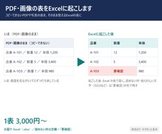 PDF・画像の表をExcelに起こします イメージ1