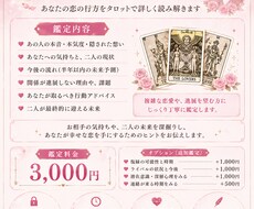 相手の本音・未来をタロットで詳細鑑定します 表には出てこない想いと、二人の未来を深く読み解きます