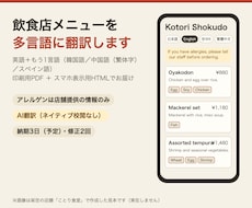 飲食店メニューを多言語に翻訳しスマホ用に整えます イメージ1