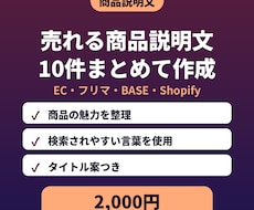 ネットショップの商品説明文を10件作ります イメージ1