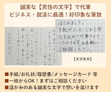 手紙/宛名/就活等など誠実な男性の文字で代筆します 【1枚からOK】好印象な筆致。履歴書やお礼状に最適です