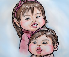 2名～4名の楽しくソックリな似顔絵をお描きします 似顔絵ウェルカムボードも対応★納期3日★ペットもOK！