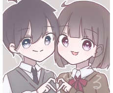 友達 家族 カップル 夢絵イラストアイコン描きます ペアアイコンなどにも！ふんわりかわいい2人のイラストかきます