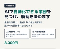 AIで自動化できる業務を診断し、順番を決めます イメージ1