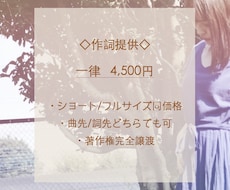 スピーディーな作詞であなたの音楽活動を支えます ☆J-POP/恋愛/アイドル/青春/バラード/ロックetc
