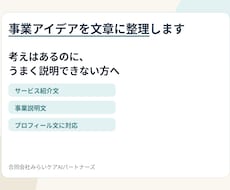 事業アイデアを文章に整理します あなたの考えを仕事で使える説明文にします