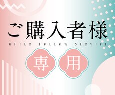 ご購入者様専用のアフターフォローいたします 他のサービスを購入いただいた方向けです