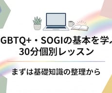 LGBTQ+・SOGIを学ぶ個別レッスンします 「どう接すれば…」と迷ったら。まずは基礎知識の整理から