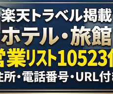 楽天トラベル宿泊施設1万件営業リスト提供します イメージ1