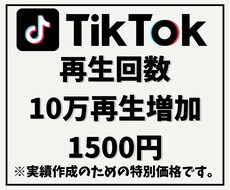 TikTok再生回数を+10万再生にします 他社より高ければご連絡ください！増量してご提供致します！