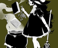 レトロな美少女のモノクロイラストお描きします イメージ1