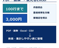 PDF・画像・Excelを集計できる表に整理します イメージ1