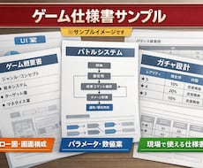 ゲーム企画を“実装できる仕様書”に落とします 企画止まり・口頭説明のアイデアを仕様書へ整理します