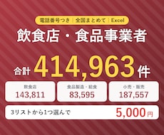 飲食店・食品事業者の営業リストを提供します 電話番号つき｜全国3リストから選べるExcel