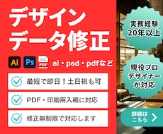 現役プロデザイナーが各種画像データの修正をします 小さな修正から大きな改善まで、気軽にご相談ください