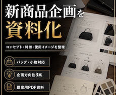 バッグ・小物の商品企画資料を作ります コンセプト・特徴・使用イメージを提案用に整理します