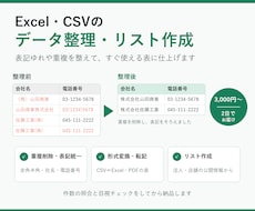 Excel・CSVのデータ整理・リスト作成をします イメージ1