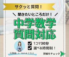 タイパ重視！元教師が中学数学の質問対応します わからない問題だけ！30分から選べるサクッと質問サービス