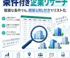 条件に合う企業を根拠URL付きでリサーチします 売上・業種など複数条件で調査し、使える企業リストに整理します