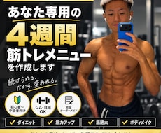 あなた専用の4週間筋トレメニューを作成します 初心者〜中級者向け｜ジム・自宅OK！完全オーダーメイド