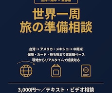 世界一周中の僕が旅の準備について相談に乗ります 「世界一周、何から準備すればいいか分からない」を解決します。
