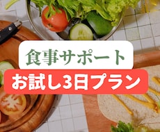 お試しで食事のサポートします 食事サポートを3日間お試しで体験いただけます。