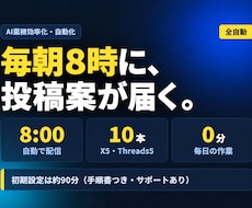AIで発信業務を自動化するツールを提供します 毎朝の「今日なに投稿しよう」を、なくします