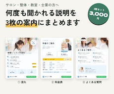 何度も聞かれる説明を3枚の案内にまとめます イメージ1