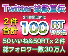 Twitterで２件で100RTまで拡散宣伝します RTは全て日本人のアクティブユーザー！総フォロワー30万人！