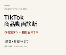 TikTok商品動画の改善案と台本を作ります 動画5本まで診断。改善案5つと撮影台本3本をお渡し