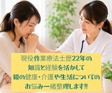 親の健康や介護の不安を現役作業療法士が整理します 22年、様々な家族のリアルな問題や悩みに寄り添ってきました