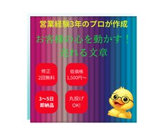 営業経験３年お客様の心を動かす文章を作成します 成約率1.6倍！営業視点で作る売れる文章