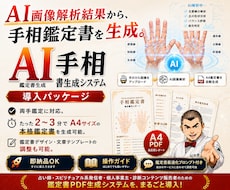 AI手相鑑定書生成システム導入パッケージ納品します たった2～3分で手のひら画像からA4鑑定書PDFを生成