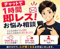 1時間チャットでお話ができます 1時間/即レス/無制限/お悩み/お話し相手/雑談/恋愛相談