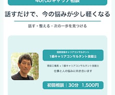 40代はキャリア、家庭、健康など悩み、整理します 国家資格キャリアコンサルタントと30分の心の整理しませんか
