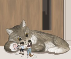 でっかい猫ちゃんとあなたのイラスト作成します イメージ1