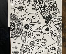 A3サイズの厚紙に名前入りPOP絵書きます