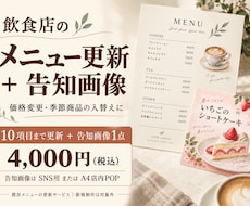飲食店のメニュー更新と告知画像を制作します イメージ1