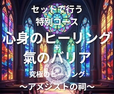 心身のヒーリングを行い、同時に氣のバリアを張ります 強力な氣のヒーリングと氣のバリアのセットの施術を行います。
