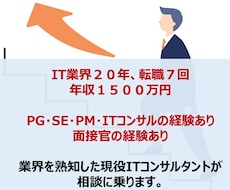 IT業界２０年・転職７回！なんでも相談に乗ります 年収１５００万円の現役ＩＴコンサルが転職や悩み事をサポート！