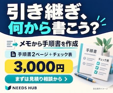 業務メモから手順書・マニュアルを作ります 手順書２ページ＋チェック表｜引き継ぎに