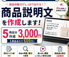 ネットショップの商品説明文を5商品作成します イメージ1