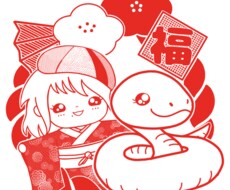 年賀状にペタ、ハンコ風似顔絵かきます ペタっとハンコ風の似顔絵イラストいかがですか？