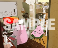 ピンクのカバさんの写真トレース風景イラスト描きます 好きな風景の写真をお持ちの方へ