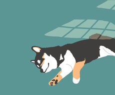光の差し込むイラスト描きます あなたの可愛いペットの寝ている姿をイラスト化、光の差し込む絵